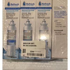 SEALED-Refresh Replacement Water Filter R-9490-Compatible w/ LG & Kenmore 4 Pack